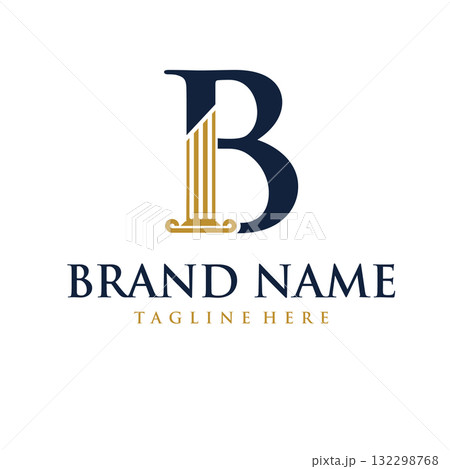 luxurious letter B logo design template of law firm, lawyer 132298768