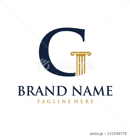 luxurious letter G logo design template of law firm, lawyer 132298770