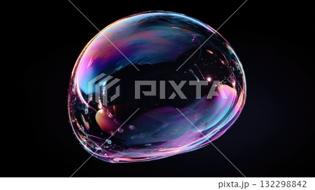 single soap bubble on dark background 132298842