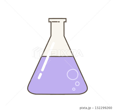 液体入り三角フラスコのイラスト（理科・実験用） 132299260