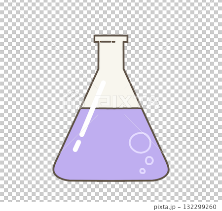 液体入り三角フラスコのイラスト（理科・実験用） 132299260