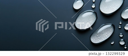 Water droplets on a dark blue background. Water droplets on a dark blue background. 132299329