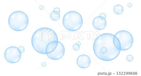 Fizzing bubbles in aquarium, diving in the sea. 132299686