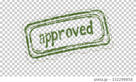 Approval stamp in green color with a textured finish on a white background indicating validation status Approval stamp in green color with a textured finish on a white background indicating validation status 132299858