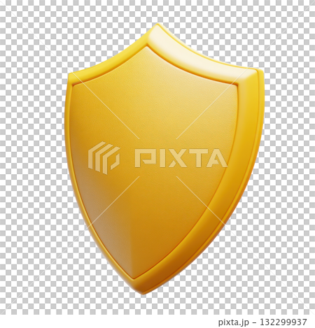 Golden shield symbol representing protection and security in various contexts and designs 132299937
