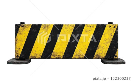 Caution barrier with yellow and black stripes used for road construction safety in urban areas Caution barrier with yellow and black stripes used for road construction safety in urban areas 132300237