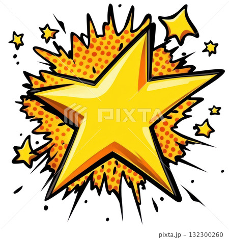 Bright yellow star bursting with energy and excitement on a vibrant background Bright yellow star bursting with energy and excitement on a vibrant background 132300260