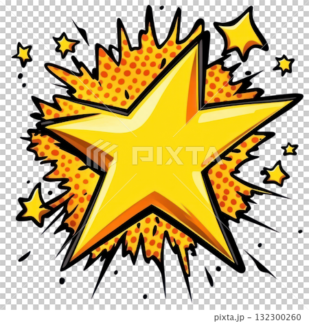 Bright yellow star bursting with energy and excitement on a vibrant background Bright yellow star bursting with energy and excitement on a vibrant background 132300260