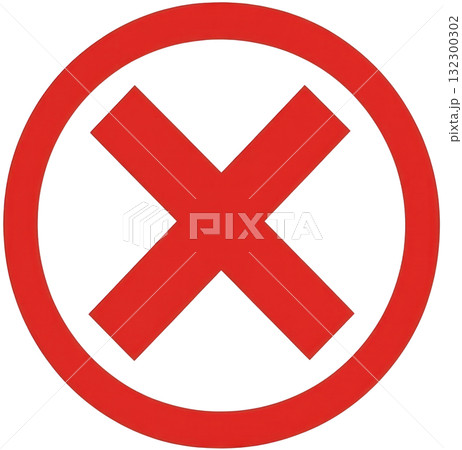Red cross symbol designed for indicating errors or prohibitions in various contexts 132300302