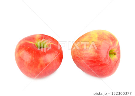 Two Fresh Red and Yellow Apples Isolated on White 132300377
