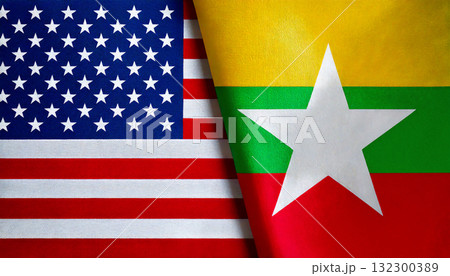 アメリカの国旗とミャンマーの国旗 132300389