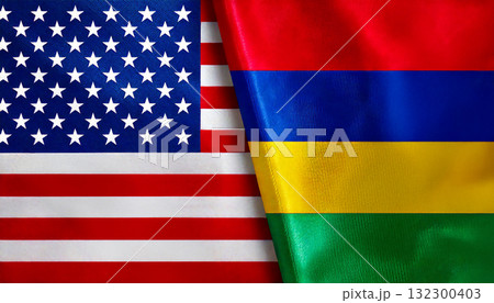 アメリカの国旗とモーリシャスの国旗 132300403