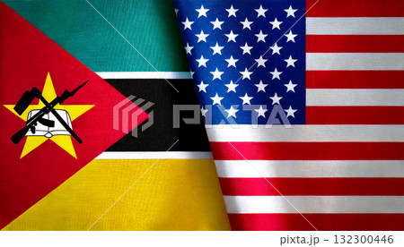 アメリカの国旗とモザンビークの国旗 アメリカの国旗とモザンビークの国旗 132300446