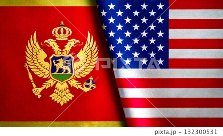 アメリカの国旗とモンテネグロの国旗 132300531