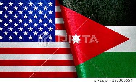 アメリカの国旗とヨルダンの国旗 132300554
