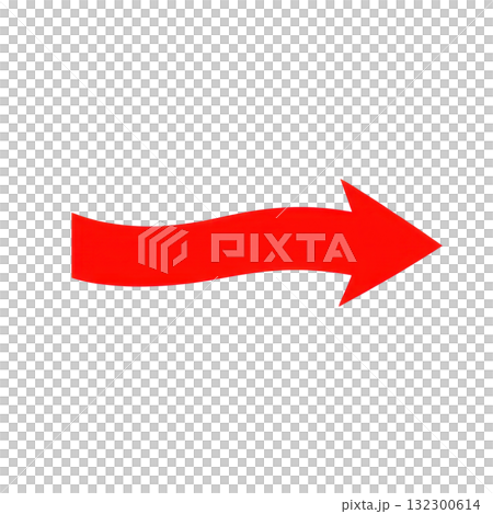 Red arrow pointing right on isolated white background for direction indication and graphic design 132300614