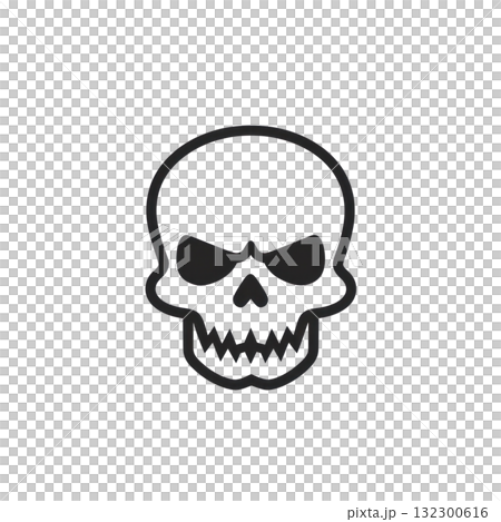 Skull graphic with sharp features, representing danger, fear, or death in a minimalist style 132300616