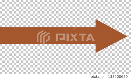Arrow pointing right in a solid brown color against a white background 132300620