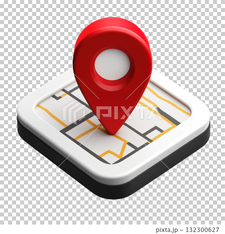 Marker indicating location on a map with distinct roads and pathways for navigation purposes Marker indicating location on a map with distinct roads and pathways for navigation purposes 132300627