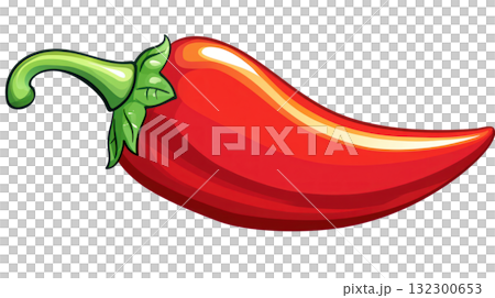 Bright red chili pepper isolated on a white background ready for culinary dishes and decoration 132300653