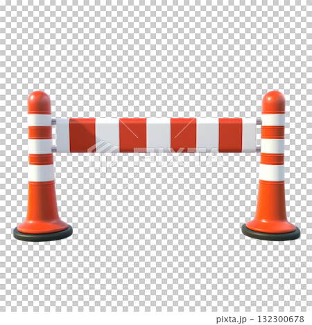 Construction barrier with orange and white stripes isolated on a white background 132300678