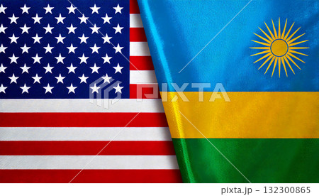 アメリカの国旗とルワンダの国旗 132300865
