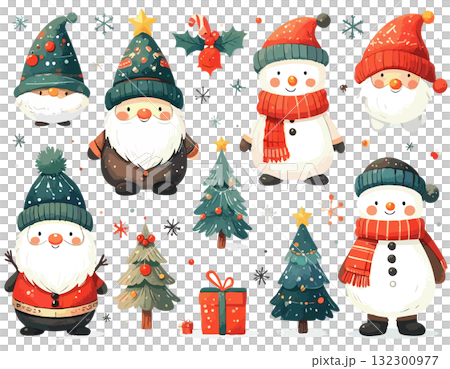 一組可愛的聖誕節侏儒 132300977