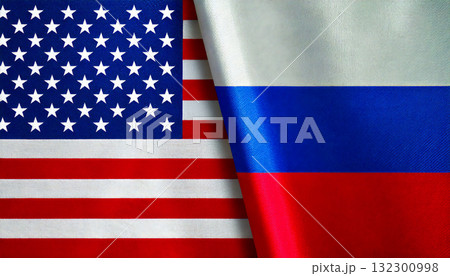 アメリカの国旗とロシアの国旗 132300998
