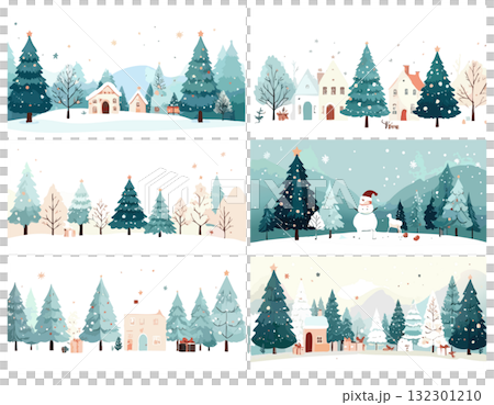 聖誕節、冬季森林背景設置 132301210