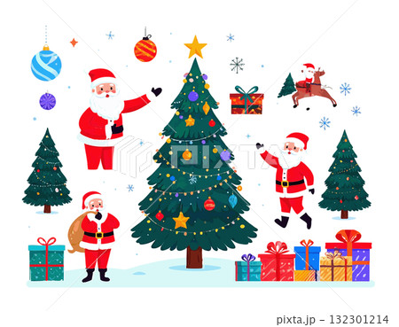 クリスマスをイメージしたサンタクロースのイラスト 132301214