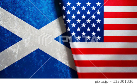 アメリカの国旗とスコットランドの国旗 アメリカの国旗とスコットランドの国旗 132301336
