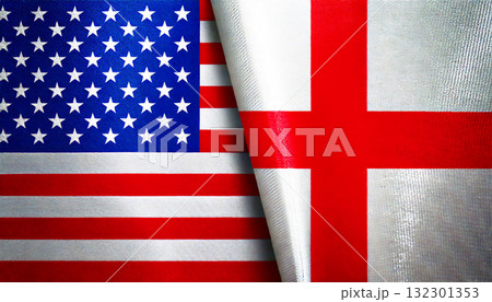 アメリカの国旗とイングランドの国旗 132301353