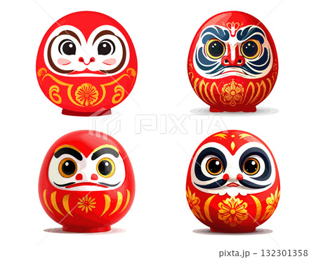 かわいいだるまのイラストセット 132301358