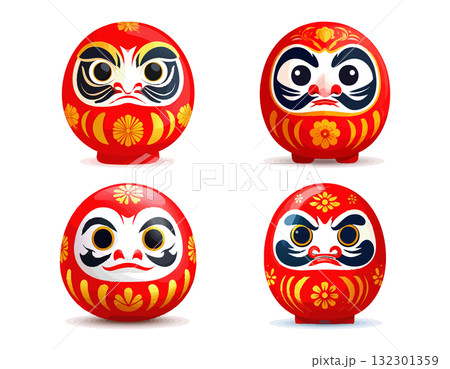 かわいいだるまのイラストセット 132301359