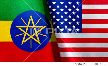 アメリカの国旗とエチオピア共和国の国旗 132301435