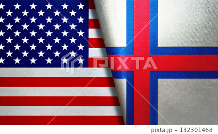 アメリカの国旗とフェロー諸島の国旗 132301468