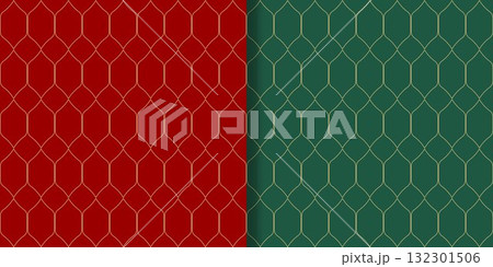Christmas holiday prints with geometric patterns on red and green background Christmas holiday prints with geometric patterns on red and green background 132301506