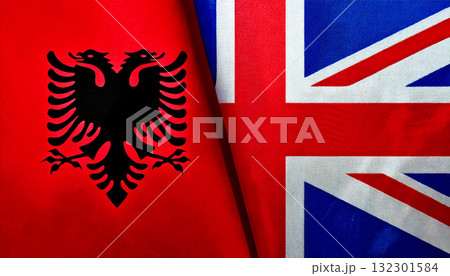 イギリスの国旗とアルバニアの国旗 イギリスの国旗とアルバニアの国旗 132301584
