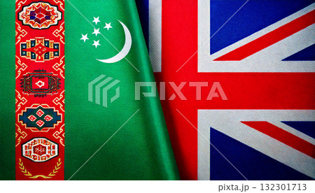 イギリスの国旗とトルクメニスタンの国旗 イギリスの国旗とトルクメニスタンの国旗 132301713