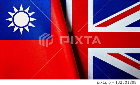 イギリスの国旗と中華民国の国旗 イギリスの国旗と中華民国の国旗 132301809