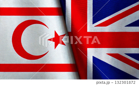 イギリスの国旗と北キプロスの国旗 132301872