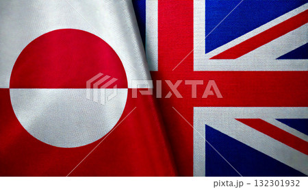 イギリスの国旗とグリーンランドの旗 132301932