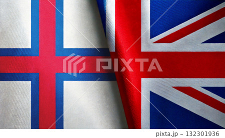 イギリスの国旗とフェロー諸島の国旗 イギリスの国旗とフェロー諸島の国旗 132301936