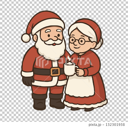 Cartoon illustration of Santa Claus and Mrs. Claus Cartoon illustration of Santa Claus and Mrs. Claus 132301938
