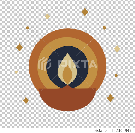 Diwali Diya illustration with stars 132301943
