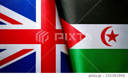 イギリスの国旗と西サハラの国旗 イギリスの国旗と西サハラの国旗 132301948