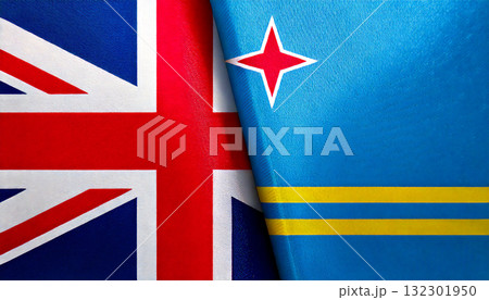 イギリスの国旗とオランダ領アルバの国旗 イギリスの国旗とオランダ領アルバの国旗 132301950