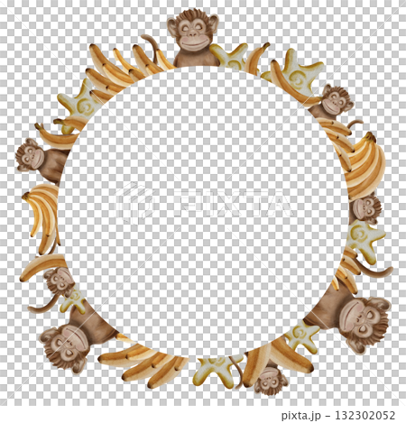 Safari Frame with Monkey and Bananas Digital Watercolor Safari Frame with Monkey and Bananas Digital Watercolor 132302052