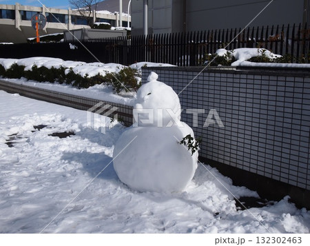 東京の公園に現れた雪だるま｜大雪の朝 132302463