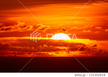 Beautiful sunset or sunrise over the sea with colorful clouds,Amazing clouds and majestic light nature background Beautiful sunset or sunrise over the sea with colorful clouds,Amazing clouds and majestic light nature background 132302619